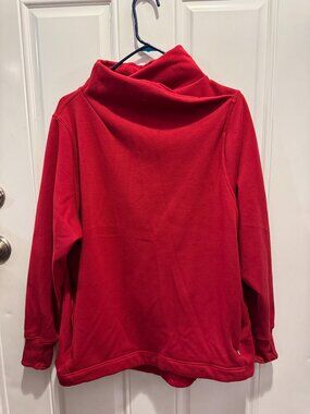 Athleta Cozy Karma Twist Neck Funnel Sweatshirt Pullover Sweater Red Berry 1X